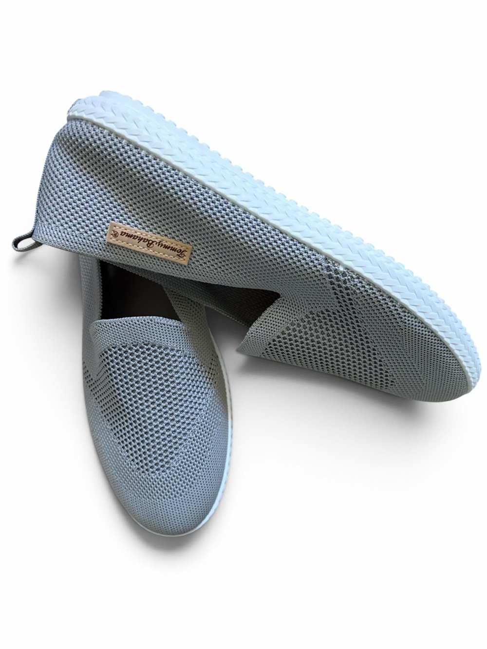 Tommy Bahama Light Gray Knit Slip-On Loafers